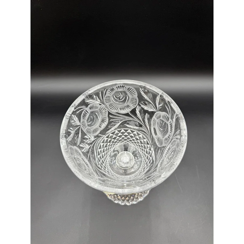 The Rose Collection Brilliant Hand Cut‎ Crystal Pedestal Candy Box 16